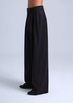 Deep Black Wide-Leg Virgin Wool Pants Liza ETNA