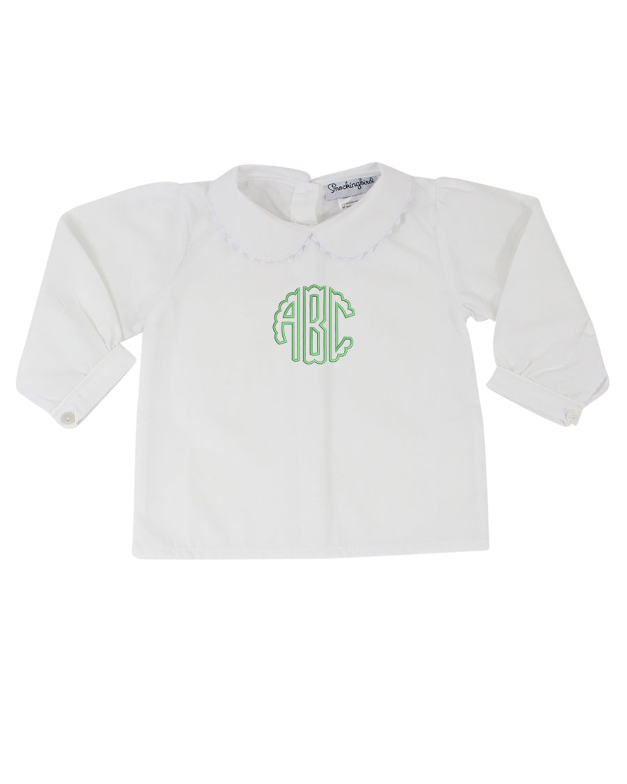 Girls Peter Pan Collar Long Sleeve Shirt Smockingbird