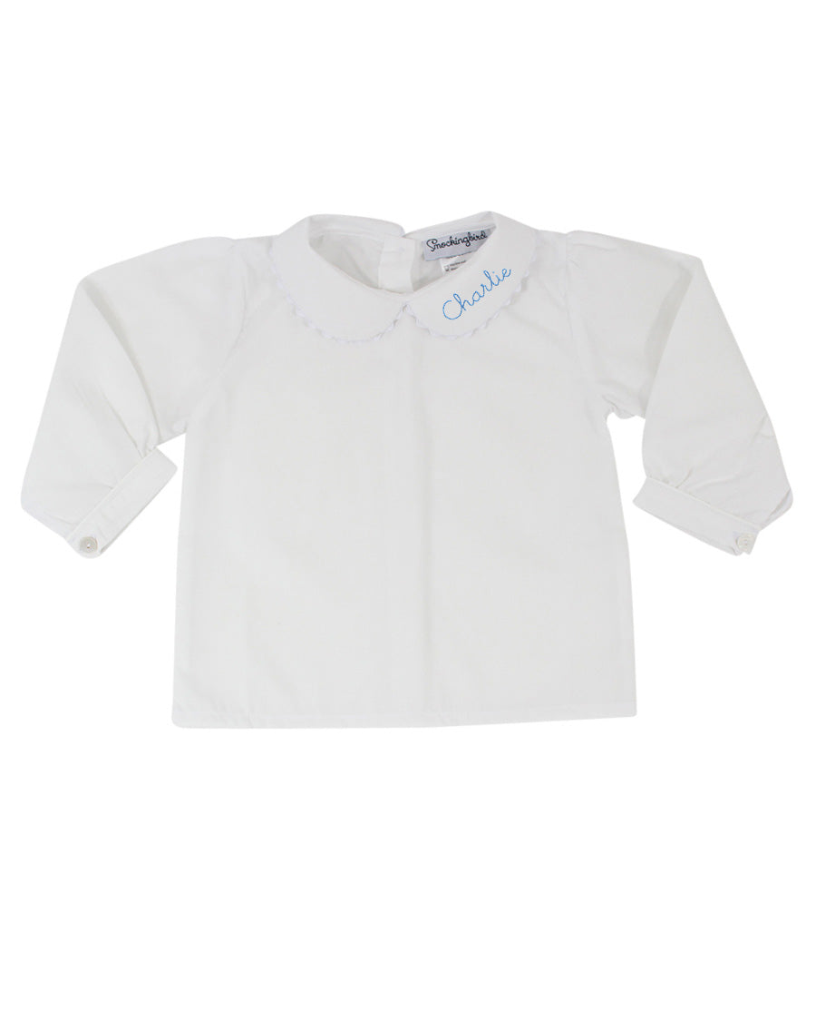 Girls Peter Pan Collar Long Sleeve Shirt Smockingbird