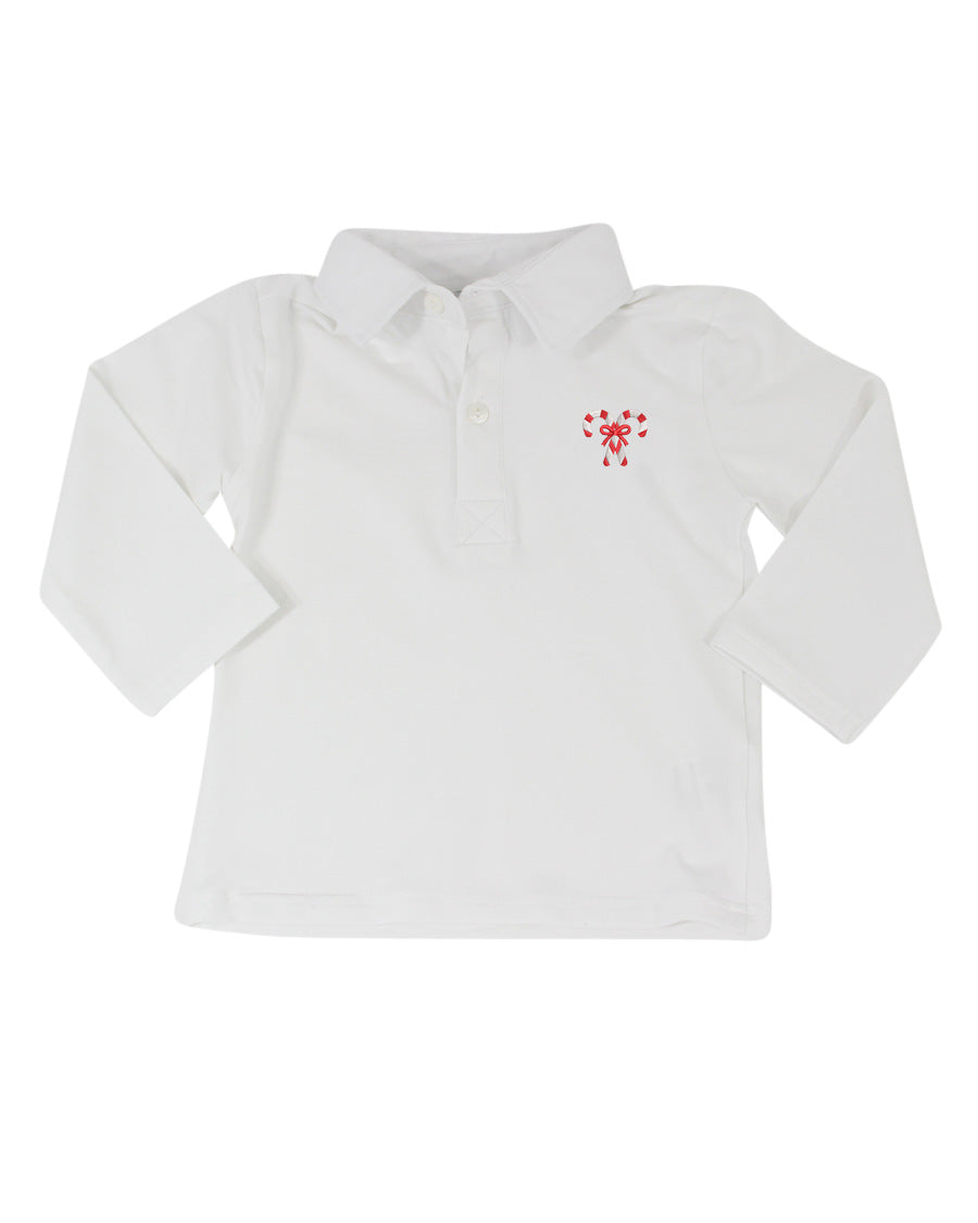 Custom Embroidery White Polo Shirt with Long Sleeves