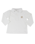 Plain White Polo Shirt with Long Sleeves Smockingbird