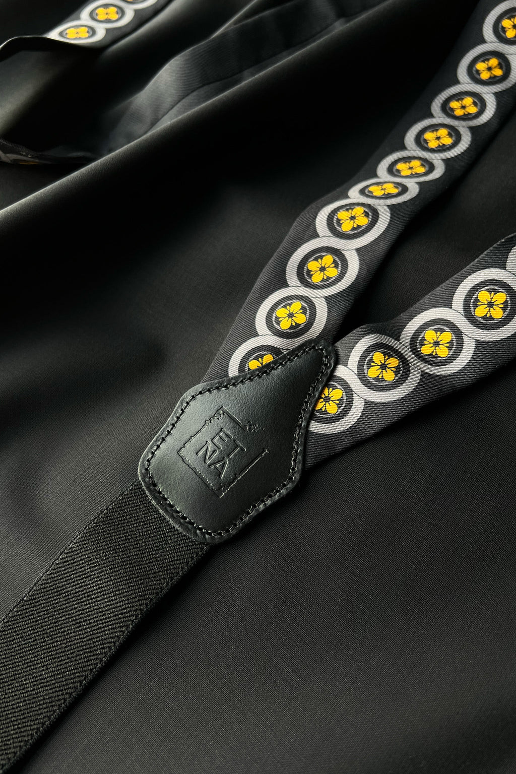 Sicily Lemon Yellow Floral Patterned Silk Suspenders