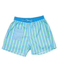 Men's Blue and Green Striped Swim Trunks-FINAL SALE