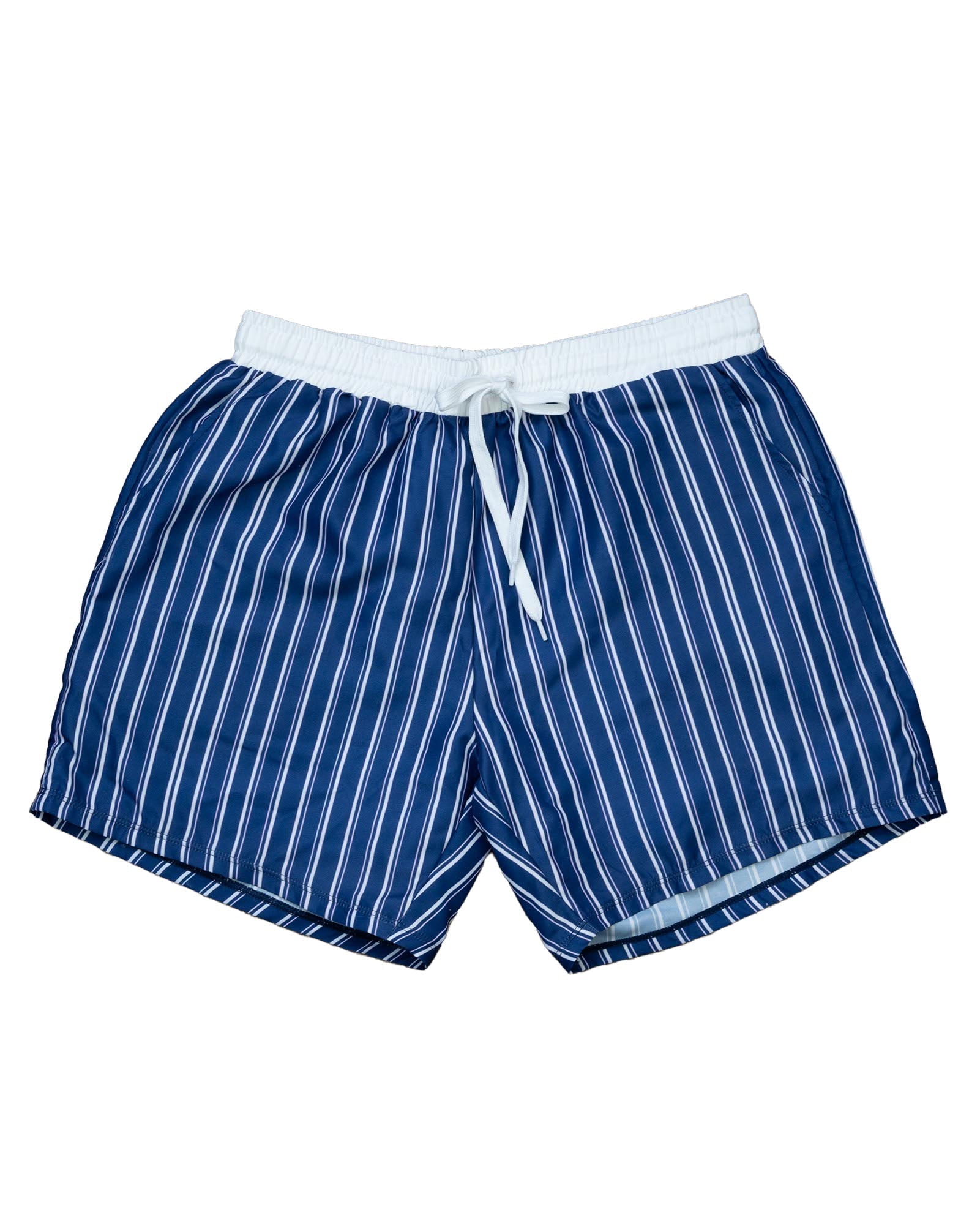 Navy Striped Mens Swim Trunks-FINAL SALE Smockingbird