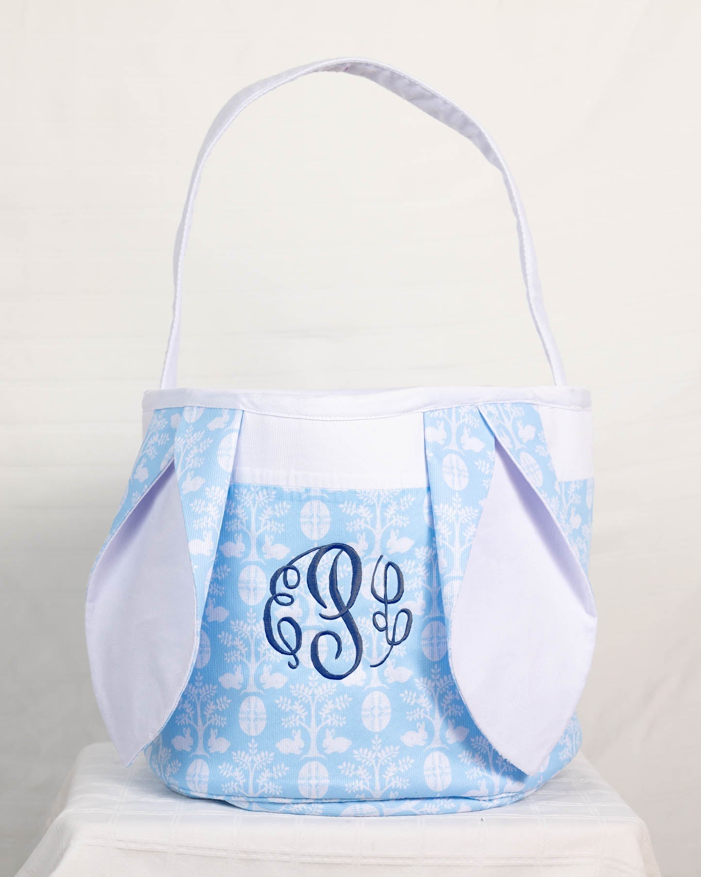 Easter Basket in Blue Bunny- FINAL SALE Smockingbird