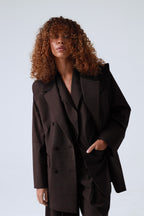 Broadway 3-Piece Monica Tailored Virgin Wool Suit in Dark Coffee ETNA