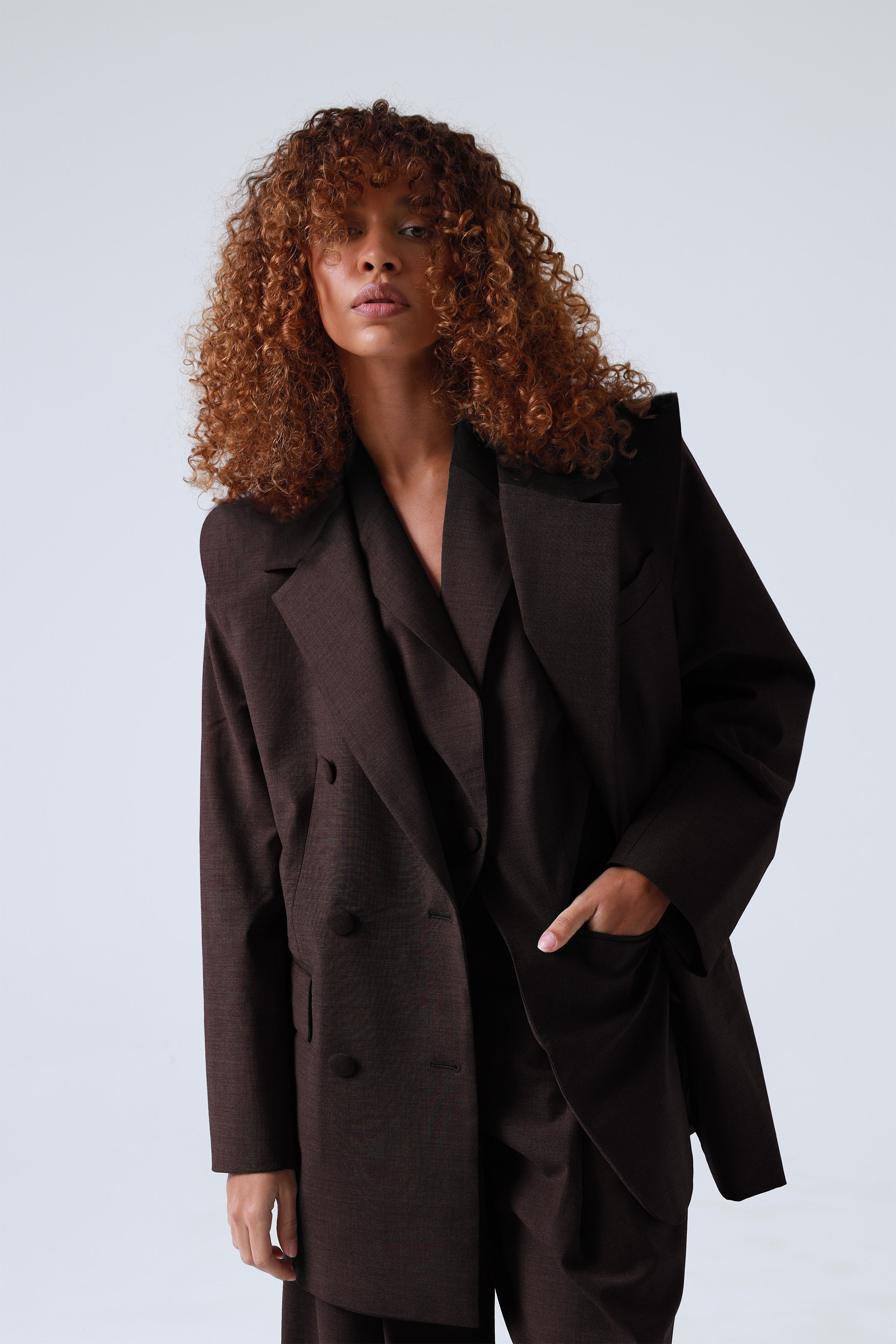 Broadway 3-Piece Monica Tailored Virgin Wool Suit in Dark Coffee ETNA