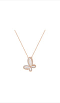 Mother of Pearl w/ 18k Gold & Cubic Zirconia Butterfly Necklace Jewelry NIKOZA