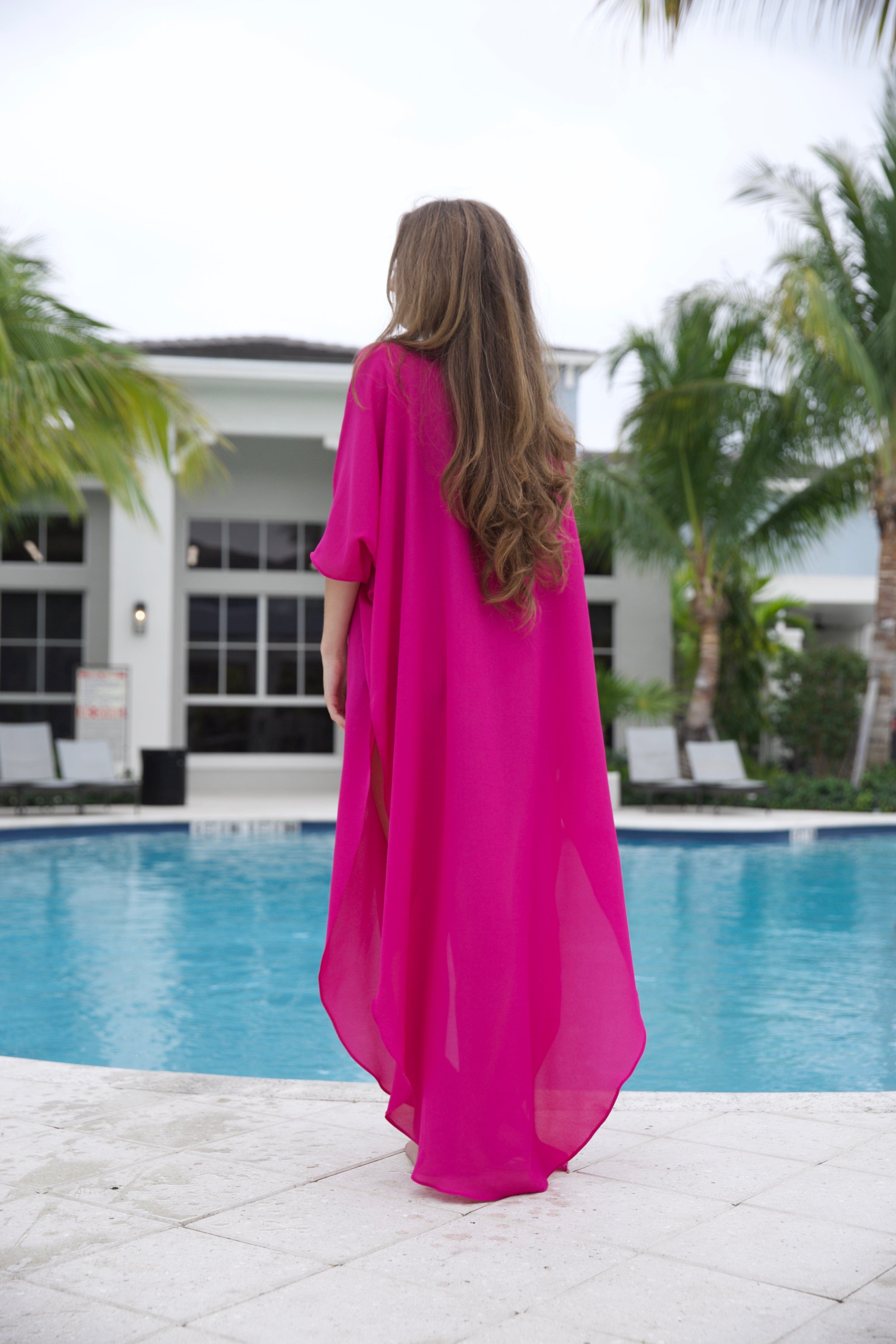 Key West cover up Tunic (long) 100 % Silk Chiffon NIKOZA