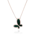 Green Malachite w/ 18k Gold & Cubic Zirconia Butterfly Necklace Jewelry NIKOZA