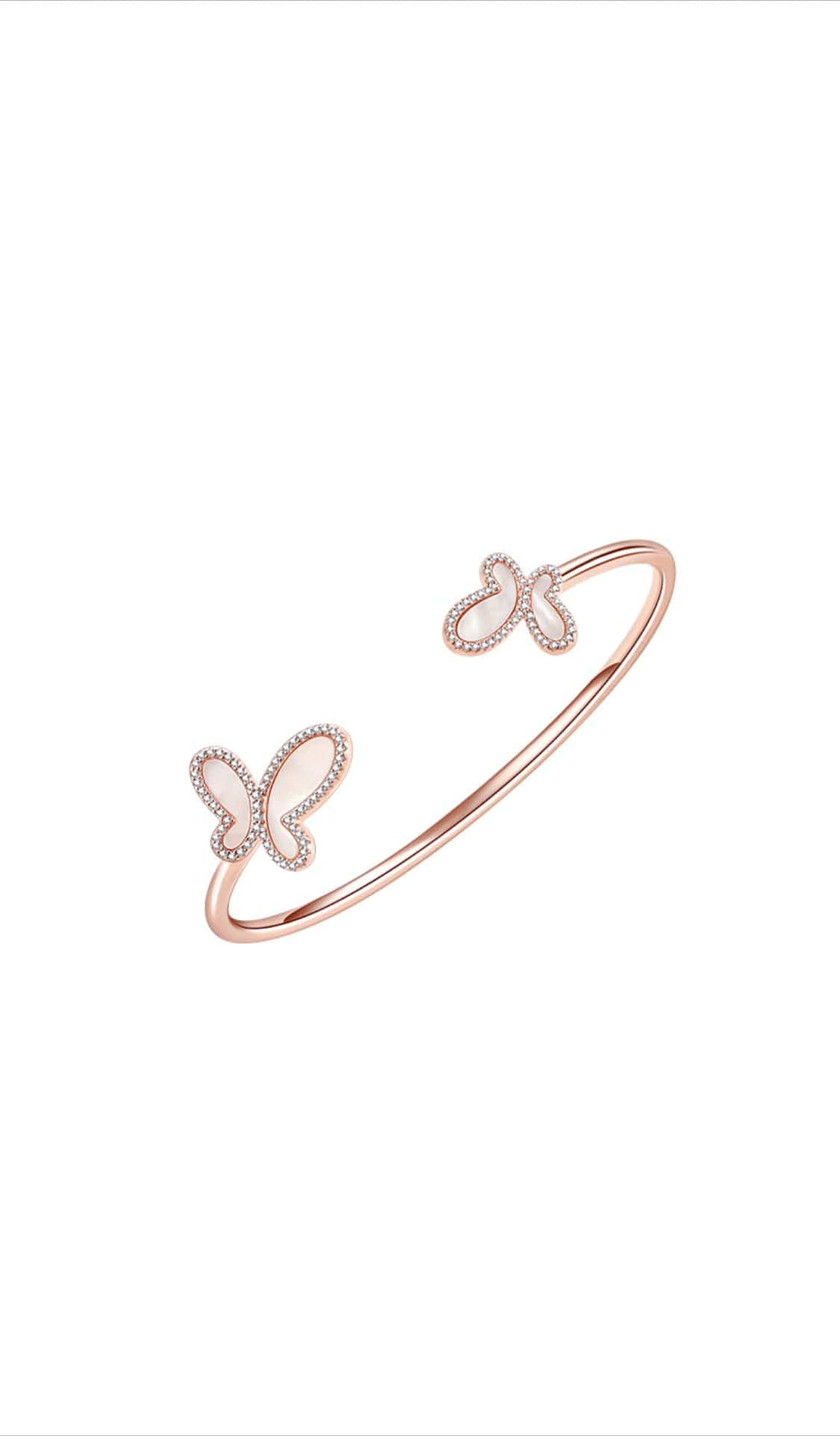 .925 Silver w/ Dual Mother Of Pearl Butterfly Bangle Bracelet Women's Jewelry (Copy) NIKOZA