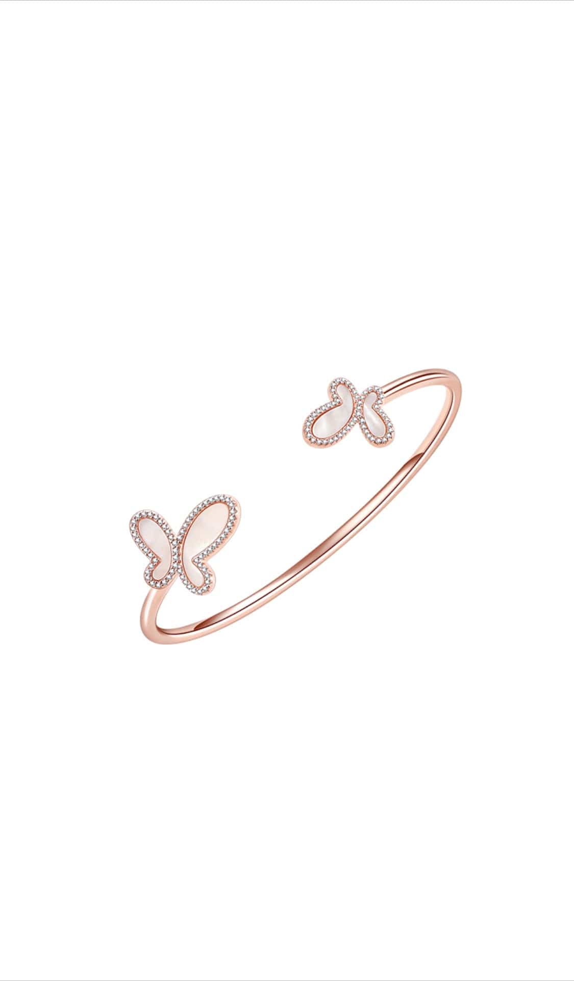 .925 Silver w/ Dual Mother Of Pearl Butterfly Bangle Bracelet Women's Jewelry (Copy) NIKOZA