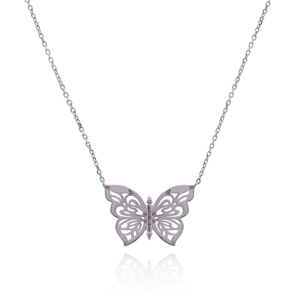 .925 Silver Papillon Butterfly Women's Necklace Jewelry NIKOZA