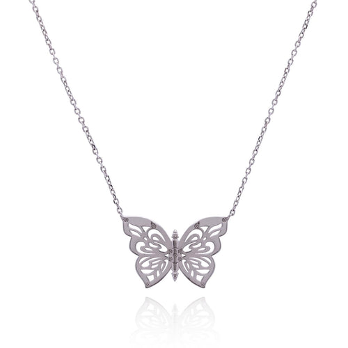.925 Silver Papillon Butterfly Women's Necklace Jewelry NIKOZA