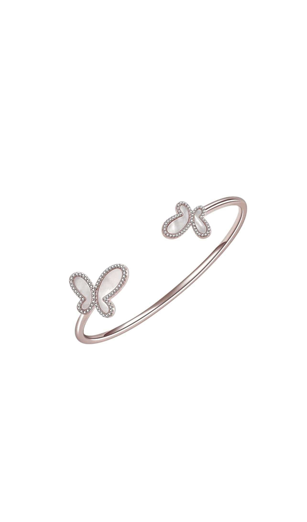 .925 Silver w/ Dual Mother Of Pearl Butterfly Bangle Bracelet Women's Jewelry (Copy) NIKOZA