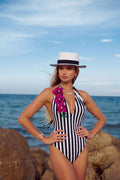 Oncidium-Black and White Striped One piece NIKOZA