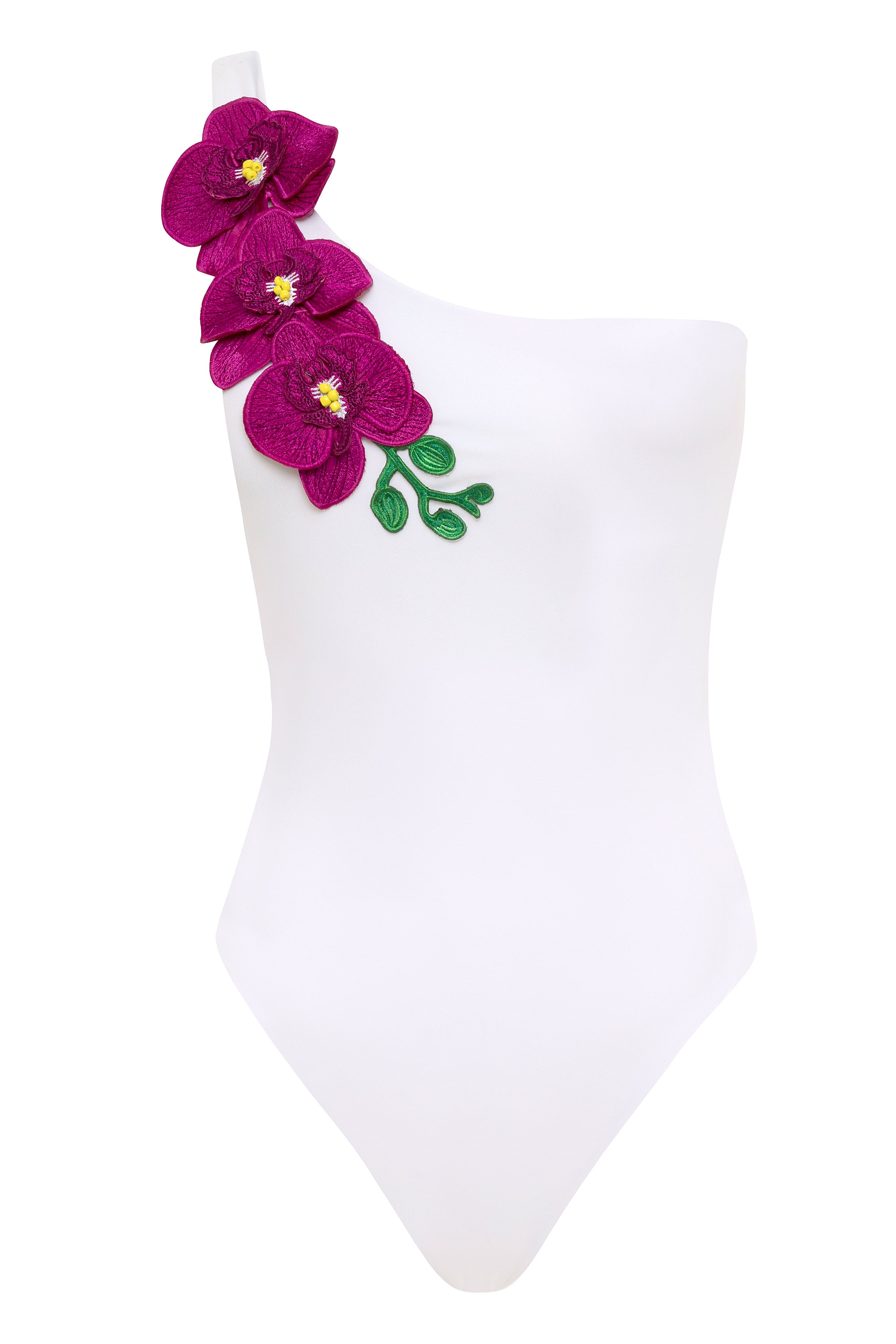 Vanda - White One Shoulder Style Swimsuit NIKOZA