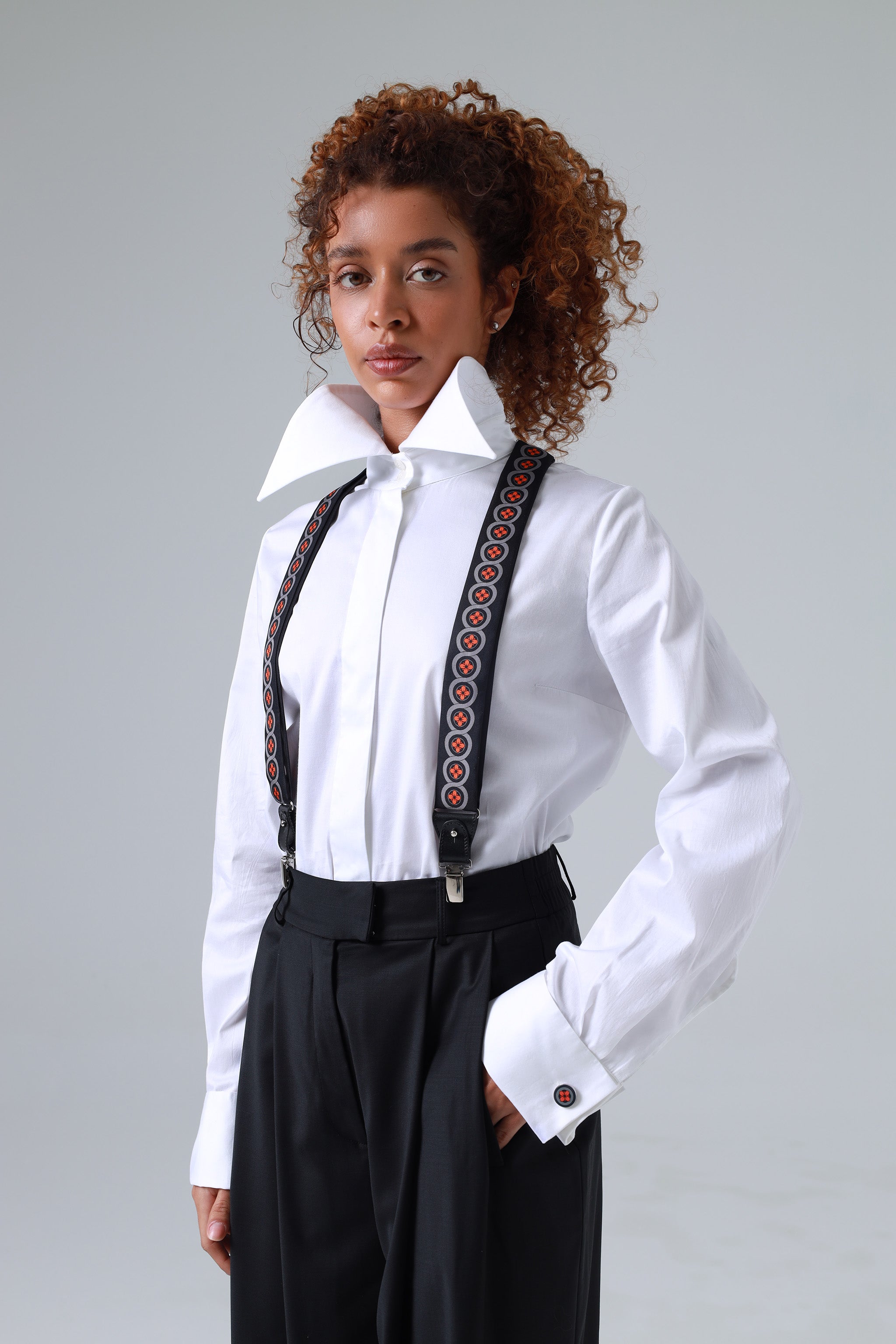 Sicily Lava Orange Floral Etna Patterned Silk Suspenders