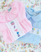 Party Time Hand Embroidered Pink Gingham Bubble Smockingbird