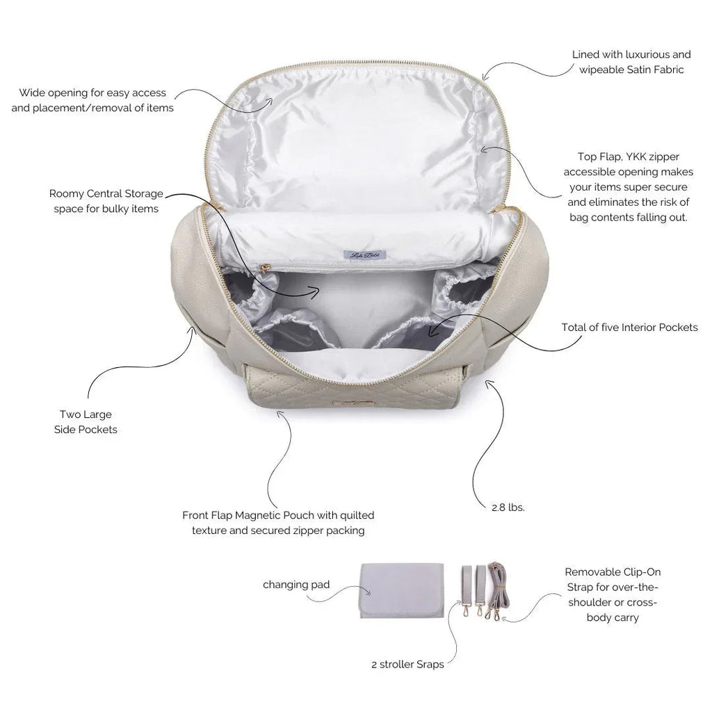 Signature Diaper Bag Pearl White Luli Bebe