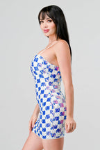 LUXE CHECK PATTERN SEQUINS Bella Moda Latina