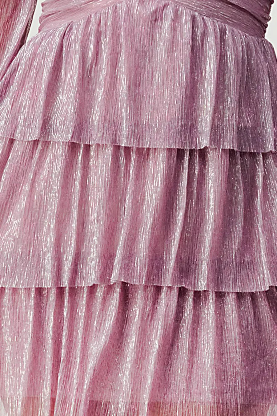 Lux Fantasy Glitter Mini Dress - Deep V-Neck & Tiered Ruffle Skirt Bella Moda Latina