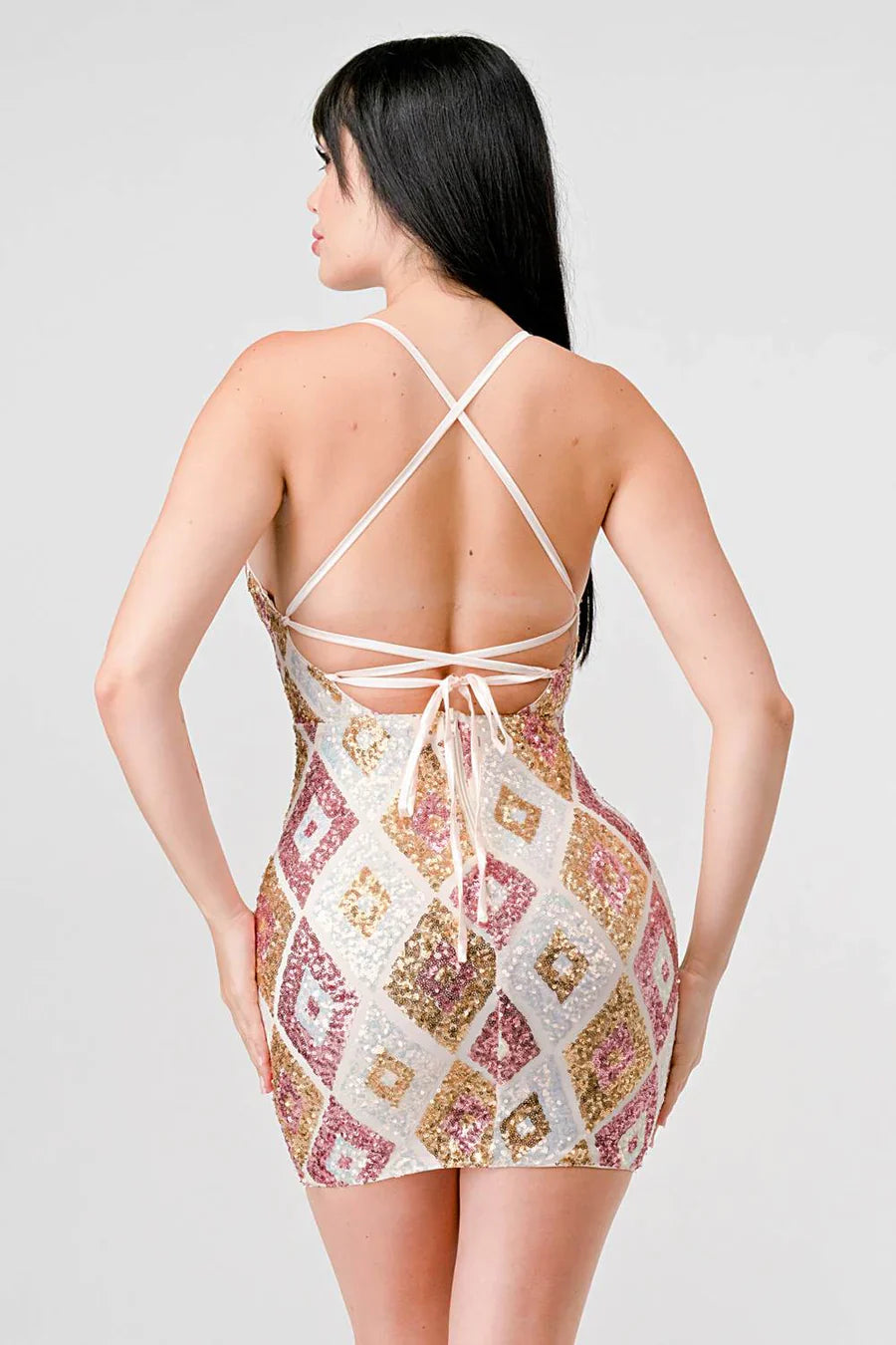 DIAMOND PATTERN DRAWSTRING Bella Moda Latina