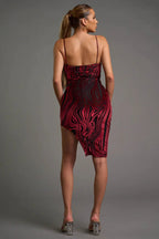 CHIC VELVET BURNOUT ASYMMETRIC \KNEE LENGTH DRESS Bella Moda Latina