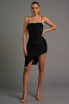 CHIC VELVET BURNOUT ASYMMETRIC \KNEE LENGTH DRESS Bella Moda Latina