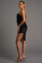 CHIC VELVET BURNOUT ASYMMETRIC \KNEE LENGTH DRESS Bella Moda Latina