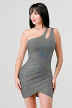 HOLOGRAM METALLIC KNIT ONE SHOULDER Bella Moda Latina