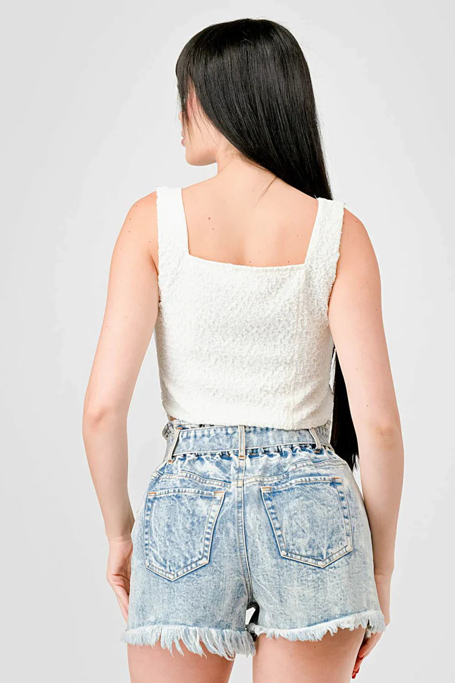 CRINKLE STRETCH KNIT SWEETHEART HOOKED BUSTIER CROPPED TOP Bella Moda Latina