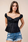 Eleganza Off-Shoulder Cotton Peplum Top Bella Moda Latina