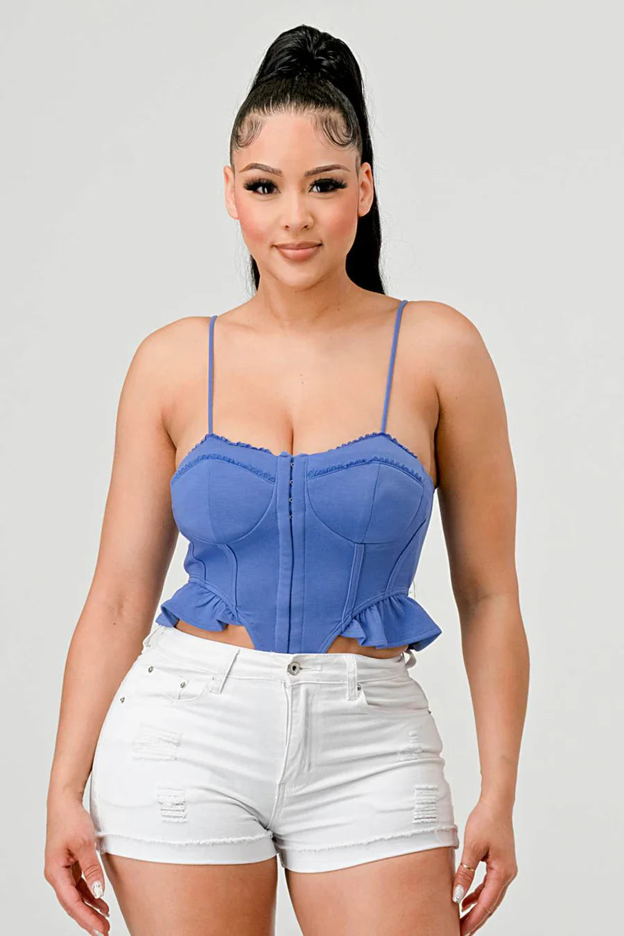 SUPER SOFT SCUBA SIDE FRILLED CAMI BODYSUIT Bella Moda Latina