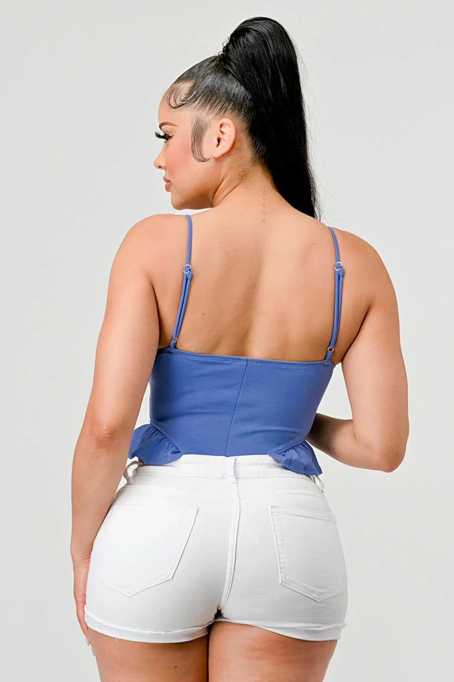 SUPER SOFT SCUBA SIDE FRILLED CAMI BODYSUIT Bella Moda Latina