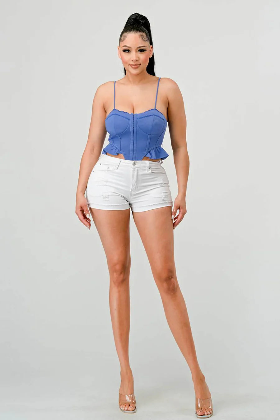 SUPER SOFT SCUBA SIDE FRILLED CAMI BODYSUIT Bella Moda Latina