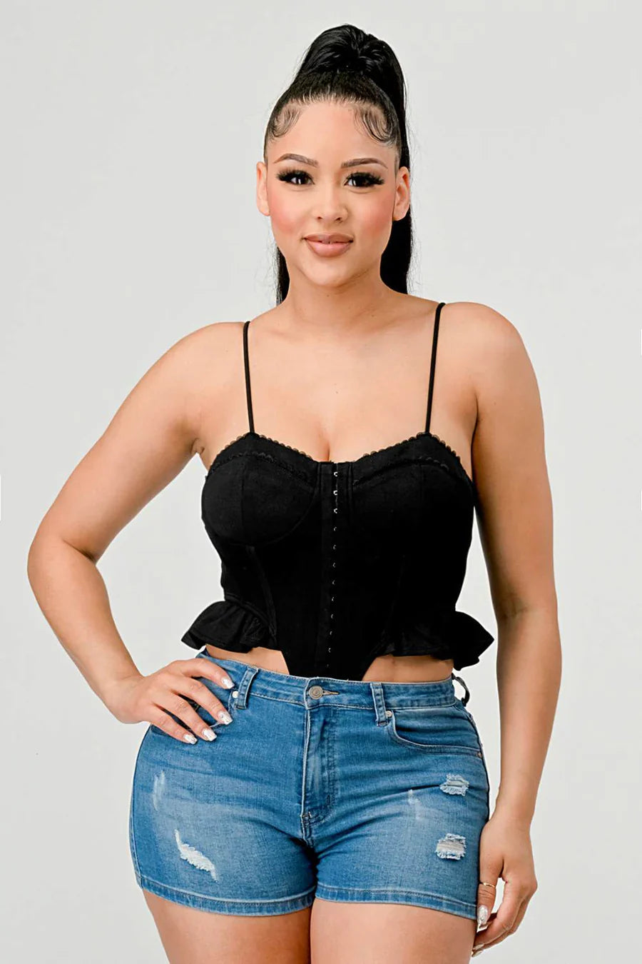SUPER SOFT SCUBA SIDE FRILLED CAMI BODYSUIT Bella Moda Latina