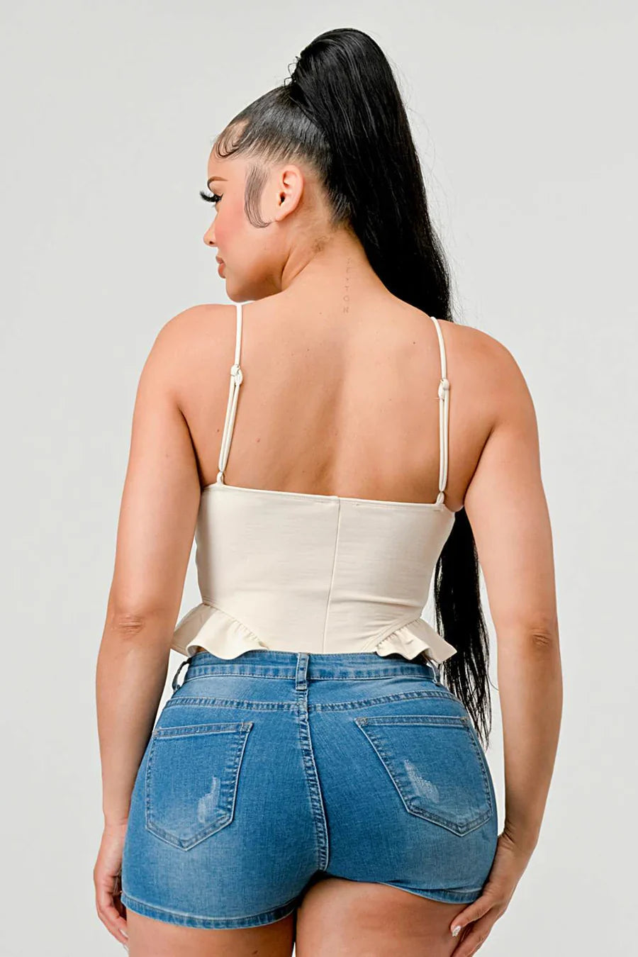 SUPER SOFT SCUBA SIDE FRILLED CAMI BODYSUIT Bella Moda Latina