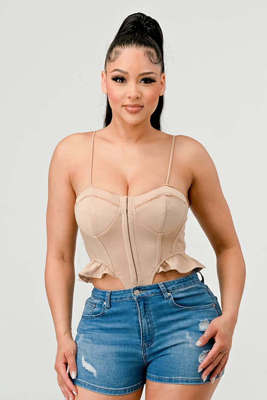 SUPER SOFT SCUBA SIDE FRILLED CAMI BODYSUIT Bella Moda Latina