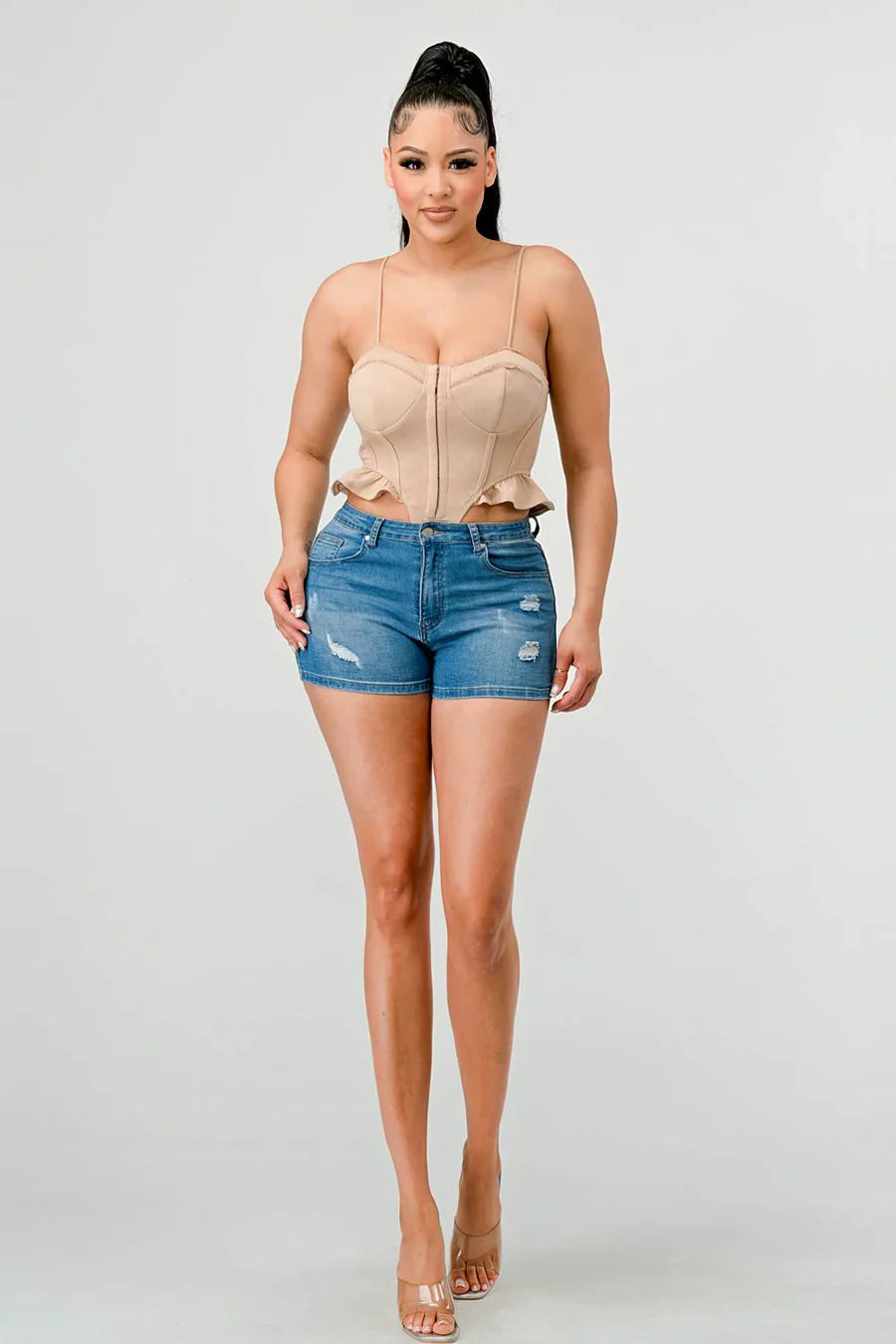 SUPER SOFT SCUBA SIDE FRILLED CAMI BODYSUIT Bella Moda Latina