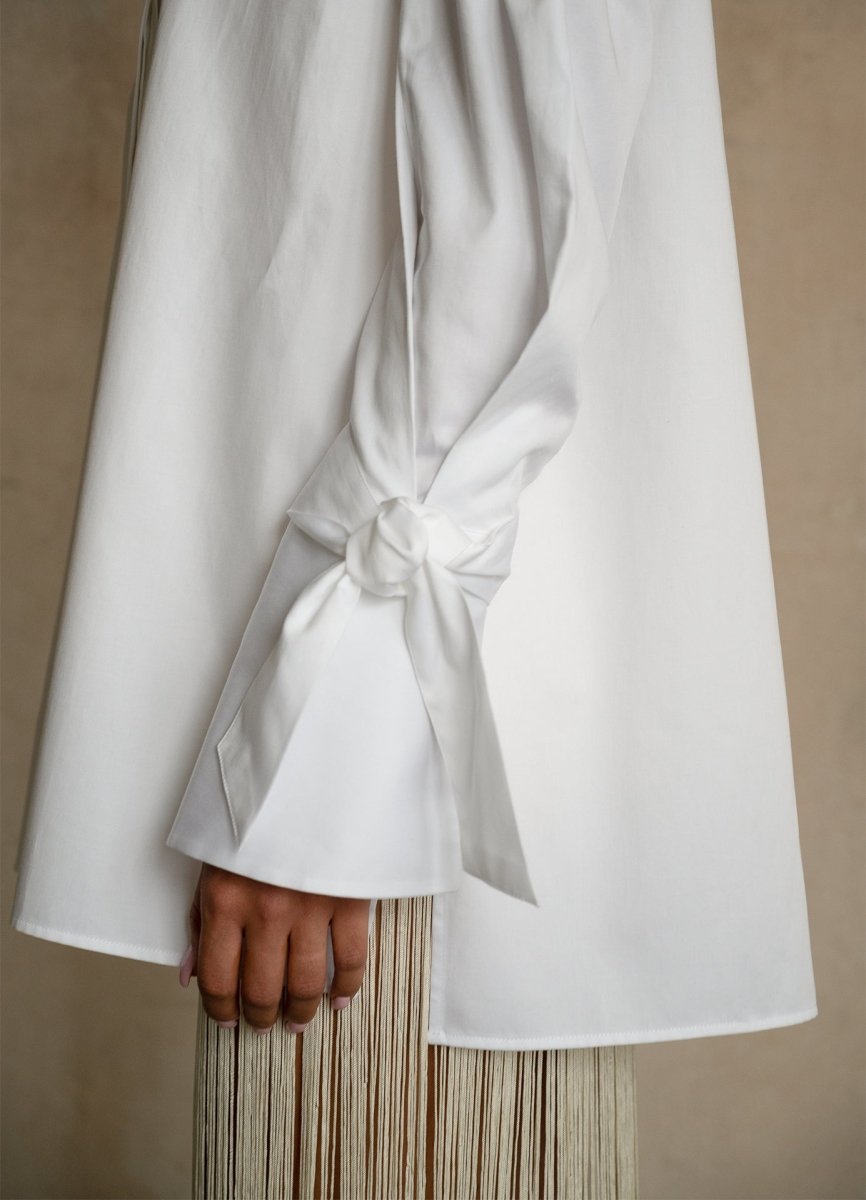 Quarta Open Shoulders White Organic Cotton Shirt ETNA
