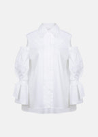 Quarta Open Shoulders White Organic Cotton Shirt ETNA