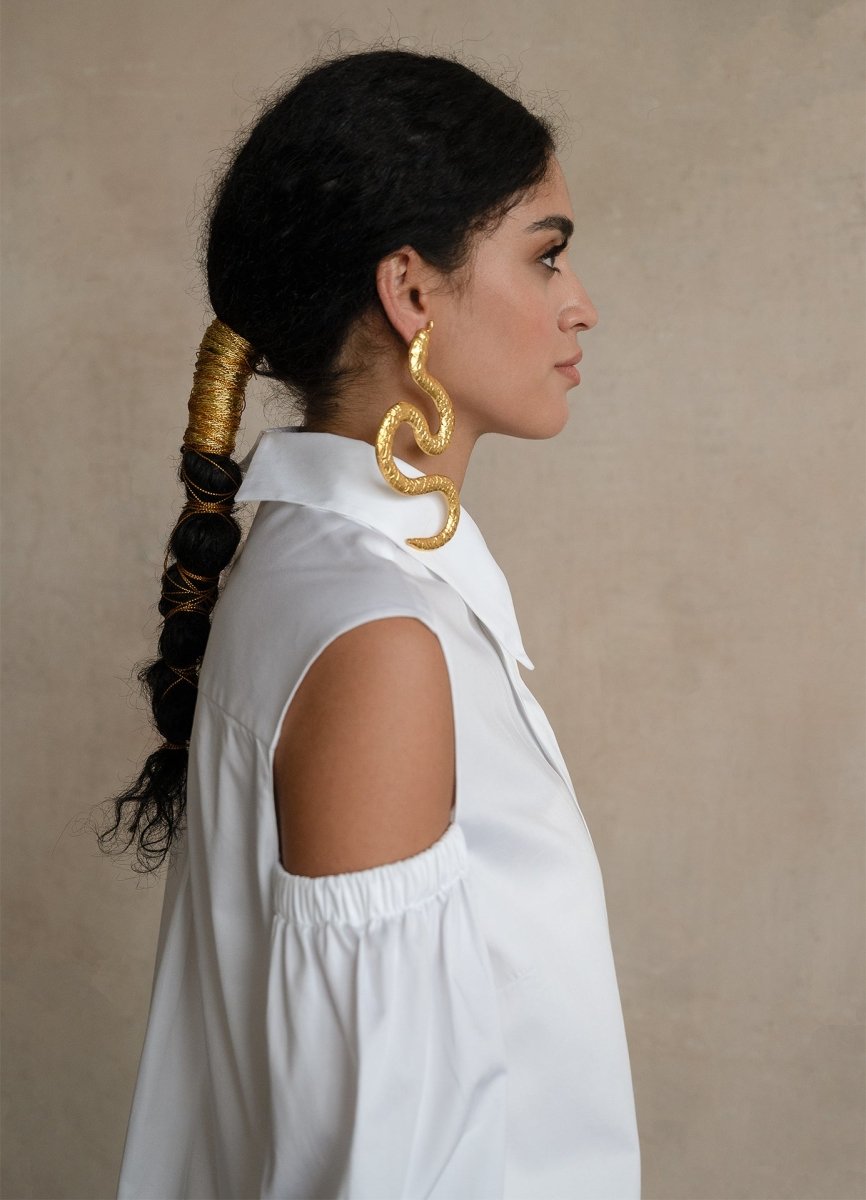 Quarta Open Shoulders White Organic Cotton Shirt ETNA