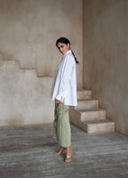 Quinta Tie Detail White Organic Cotton Shirt ETNA