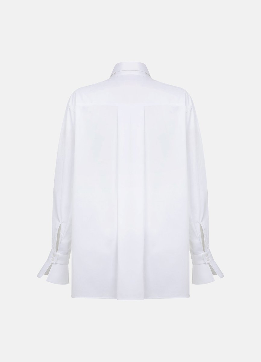 Quinta Tie Detail White Organic Cotton Shirt ETNA