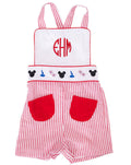 Magical Mouse Red Seersucker Shortall- FINAL SALE