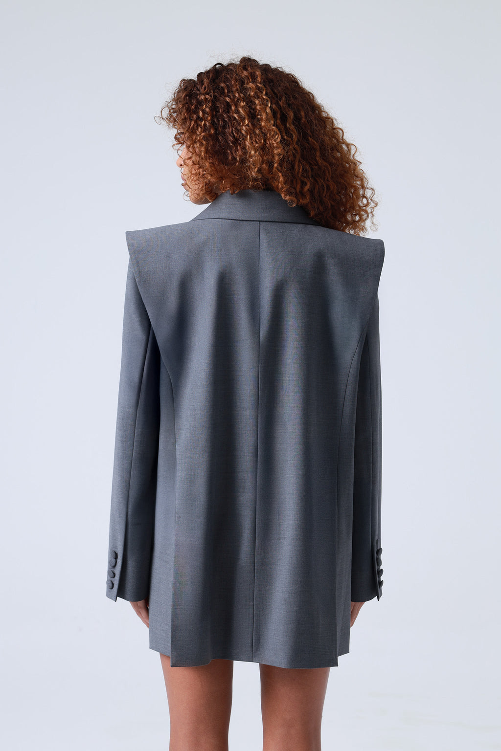 Broadway Sophia Double-Breasted Virgin Wool Blazer in Grey