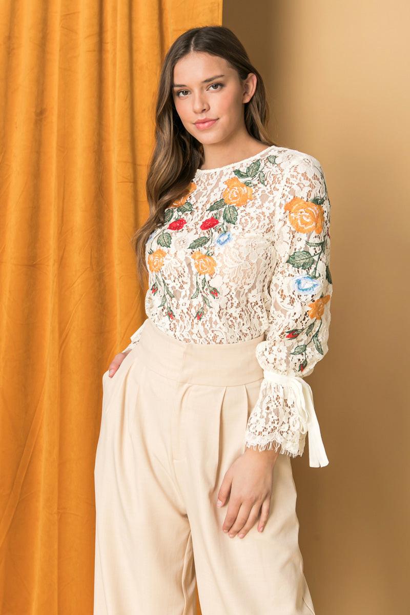 EMBROIDERED LACE TOP Flying Tomato