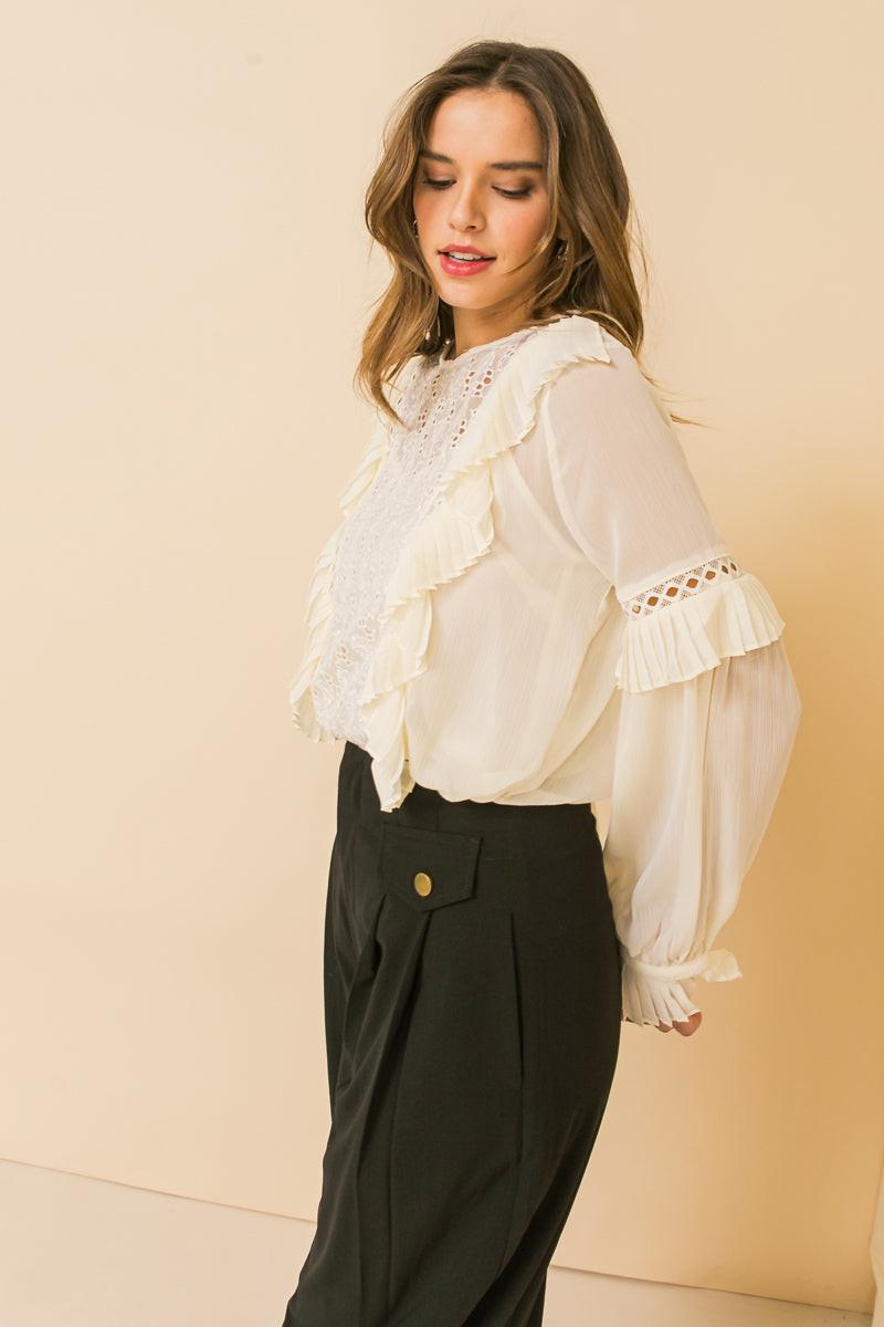 HIGH EXPECTATIONS KNIT EYELET TOP Flying Tomato