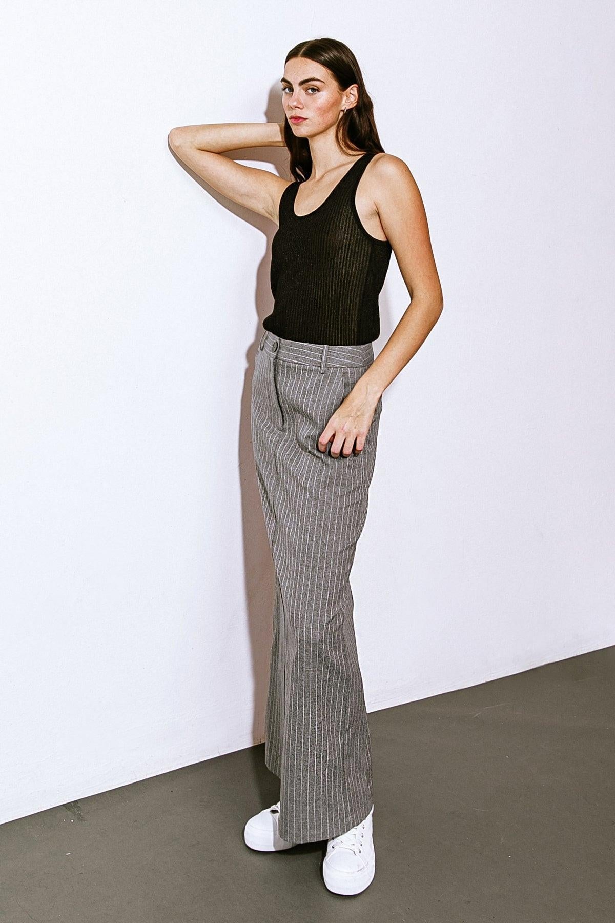 GET TO THE POINT WOVEN MIDI SKIRT Flying Tomato